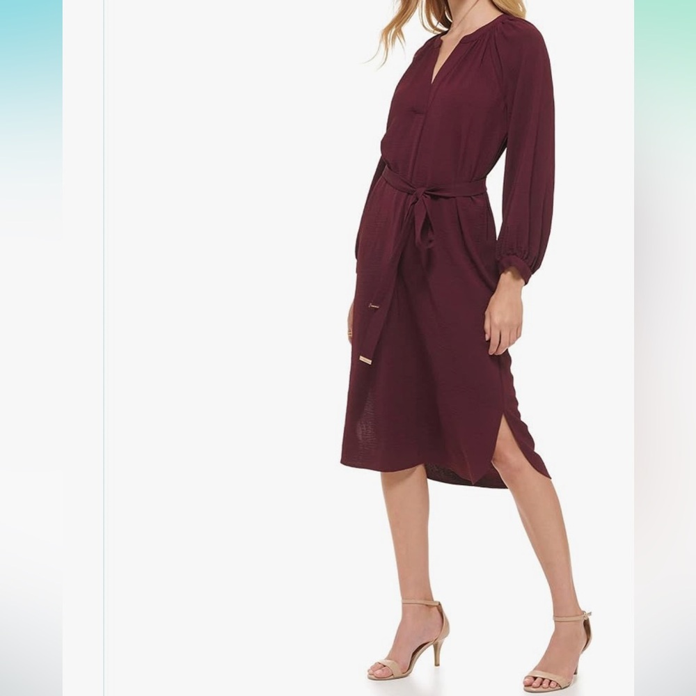 Tommy Hilfiger Midi Dress Maroon 2